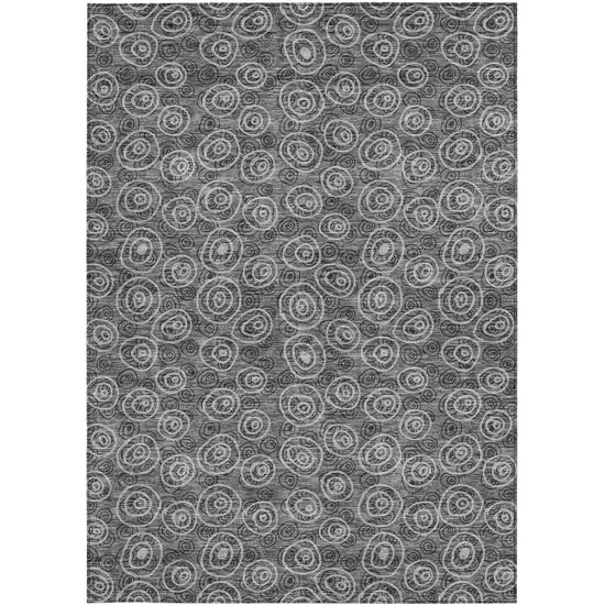 Gray Charcoal And Silver Geometric Washable Indoor Outdoor Area Rug Photo 5