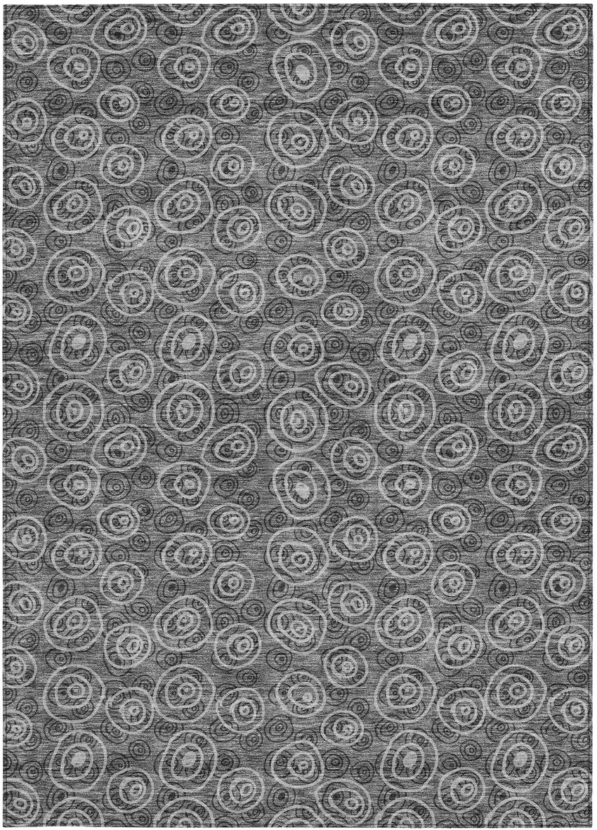 Gray Charcoal And Silver Geometric Washable Indoor Outdoor Area Rug Photo 5