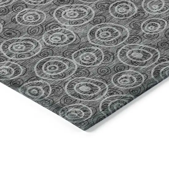 Gray Charcoal And Silver Geometric Washable Indoor Outdoor Area Rug Photo 3