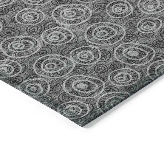 Gray Charcoal And Silver Geometric Washable Indoor Outdoor Area Rug Photo 3