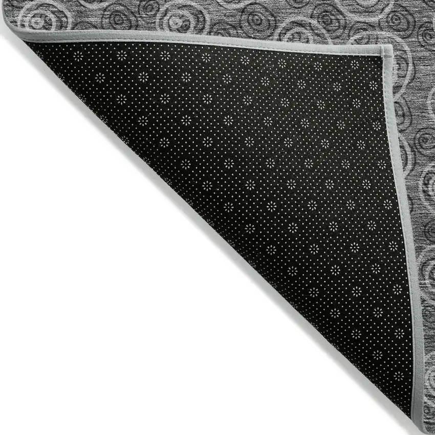 Gray Charcoal And Silver Geometric Washable Indoor Outdoor Area Rug Photo 3