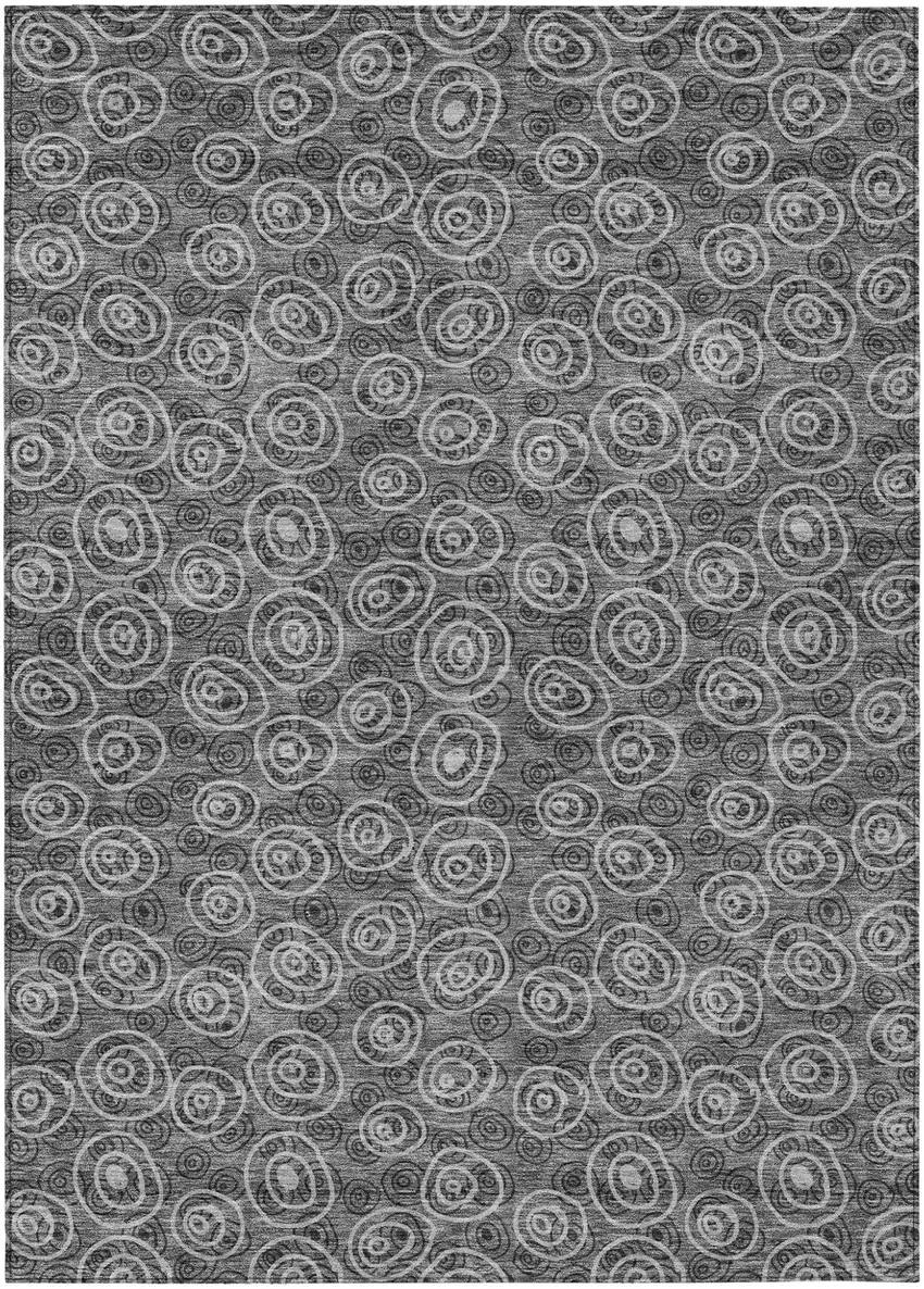 Gray Charcoal And Silver Geometric Washable Indoor Outdoor Area Rug Photo 1