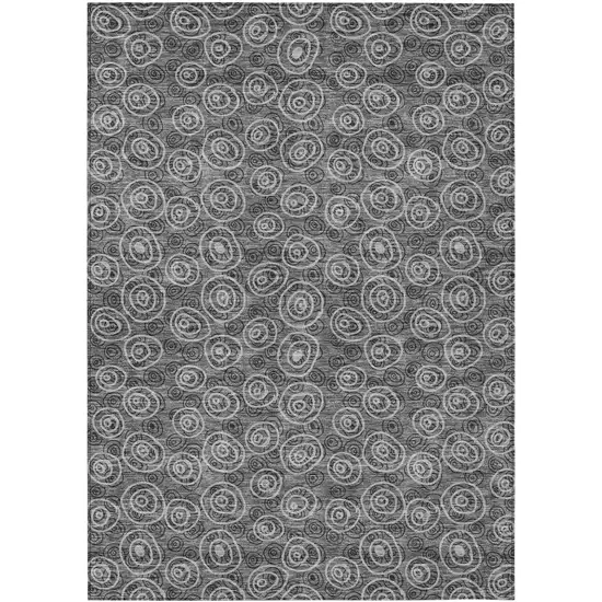 Gray Charcoal And Silver Geometric Washable Indoor Outdoor Area Rug Photo 1