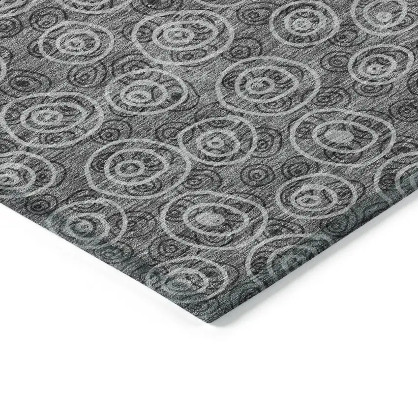 Gray Charcoal And Silver Geometric Washable Indoor Outdoor Area Rug Photo 4