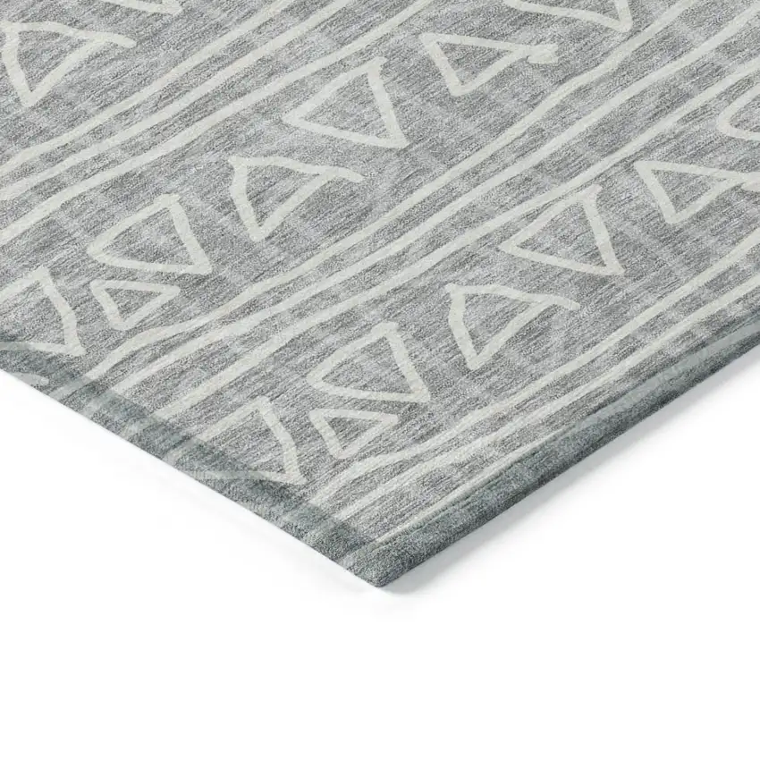 Gray Charcoal And Silver Geometric Washable Indoor Outdoor Area Rug Photo 3