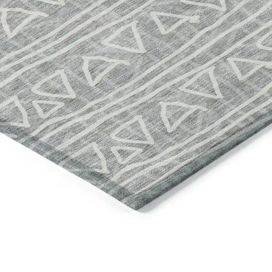 Gray Charcoal And Silver Geometric Washable Indoor Outdoor Area Rug Photo 3