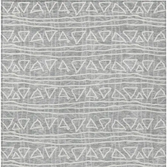 Gray Charcoal And Silver Geometric Washable Indoor Outdoor Area Rug Photo 4