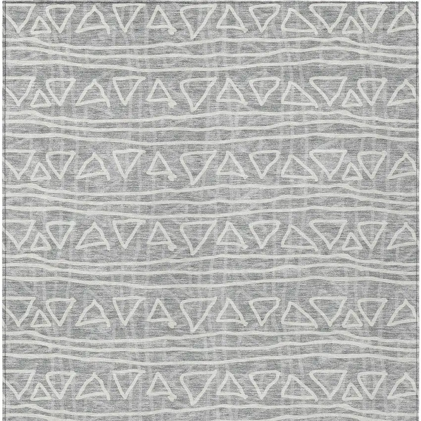 Gray Charcoal And Silver Geometric Washable Indoor Outdoor Area Rug Photo 4