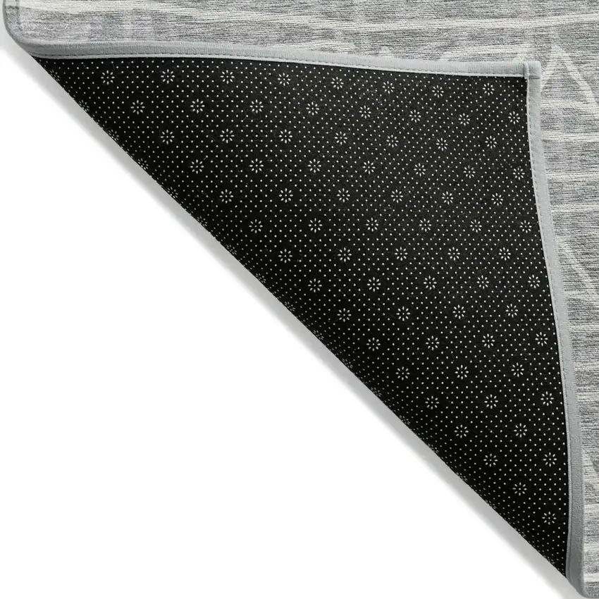 Gray Charcoal And Silver Geometric Washable Indoor Outdoor Area Rug Photo 2