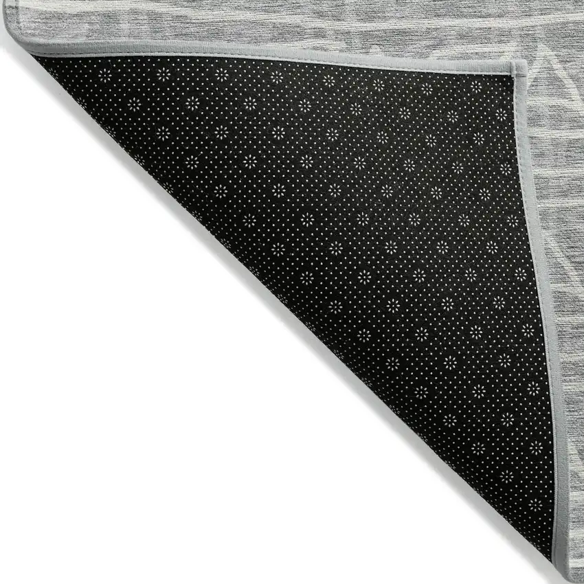Gray Charcoal And Silver Geometric Washable Indoor Outdoor Area Rug Photo 2