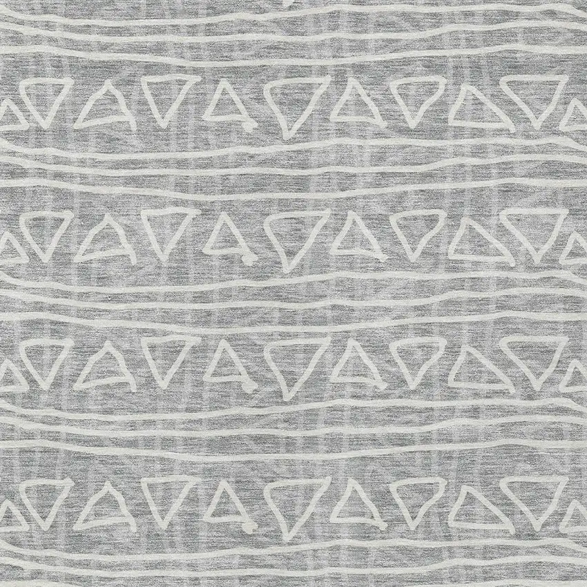 Gray Charcoal And Silver Geometric Washable Indoor Outdoor Area Rug Photo 4