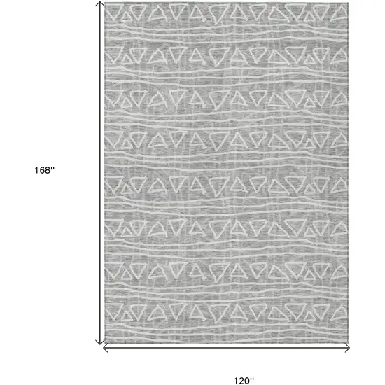 Gray Charcoal And Silver Geometric Washable Indoor Outdoor Area Rug Photo 9