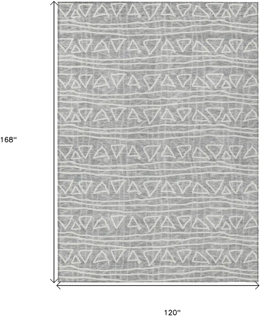Gray Charcoal And Silver Geometric Washable Indoor Outdoor Area Rug Photo 9