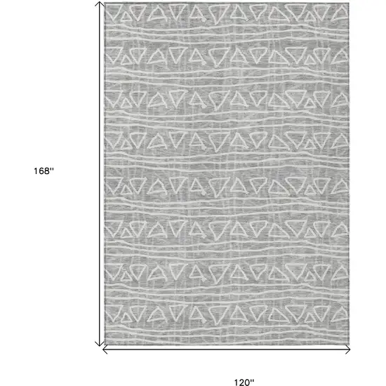 Gray Charcoal And Silver Geometric Washable Indoor Outdoor Area Rug Photo 9