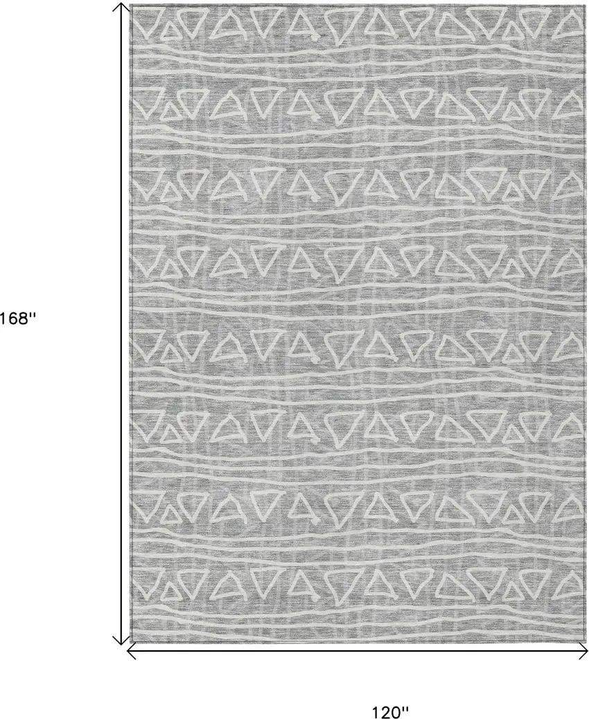 Gray Charcoal And Silver Geometric Washable Indoor Outdoor Area Rug Photo 9