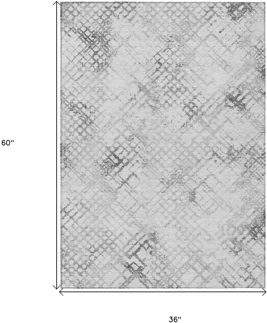 Gray Charcoal And Silver Geometric Washable Indoor Outdoor Area Rug Photo 3
