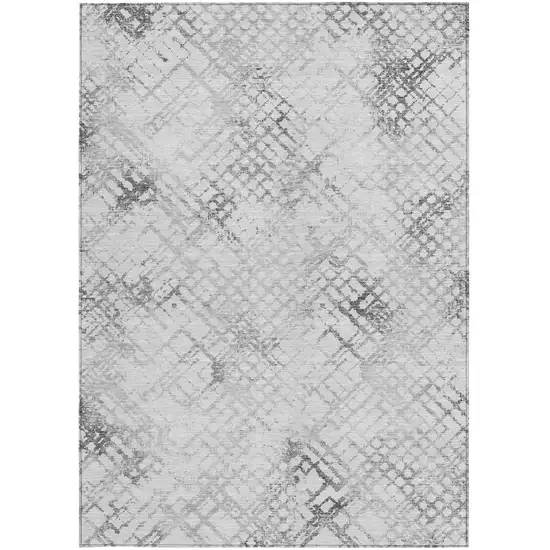 Gray Charcoal And Silver Geometric Washable Indoor Outdoor Area Rug Photo 6