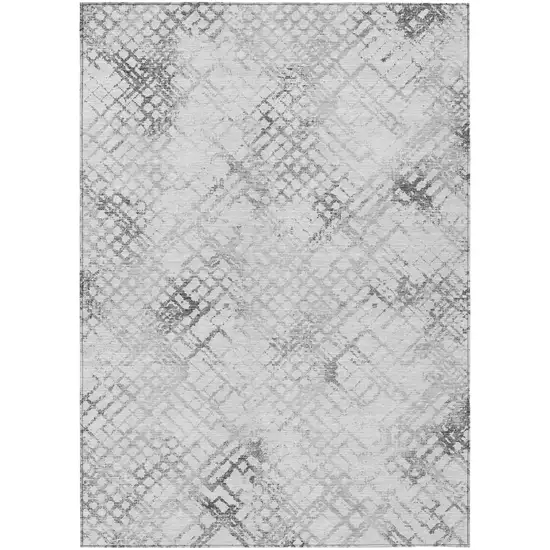 Gray Charcoal And Silver Geometric Washable Indoor Outdoor Area Rug Photo 2