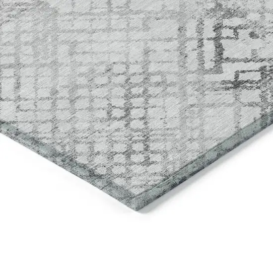 Gray Charcoal And Silver Geometric Washable Indoor Outdoor Area Rug Photo 5