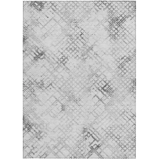Gray Charcoal And Silver Geometric Washable Indoor Outdoor Area Rug Photo 7