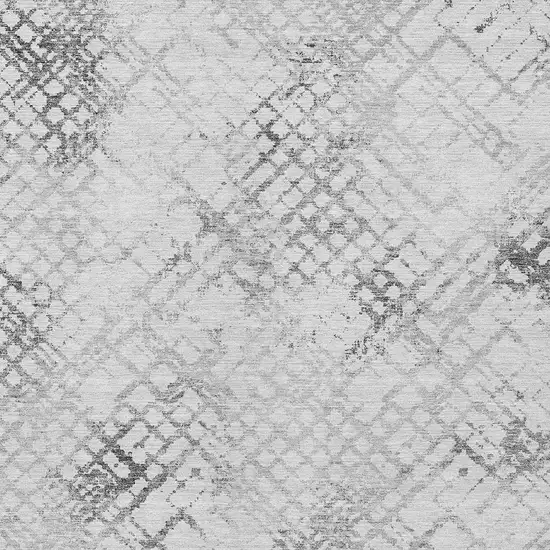 Gray Charcoal And Silver Geometric Washable Indoor Outdoor Area Rug Photo 6