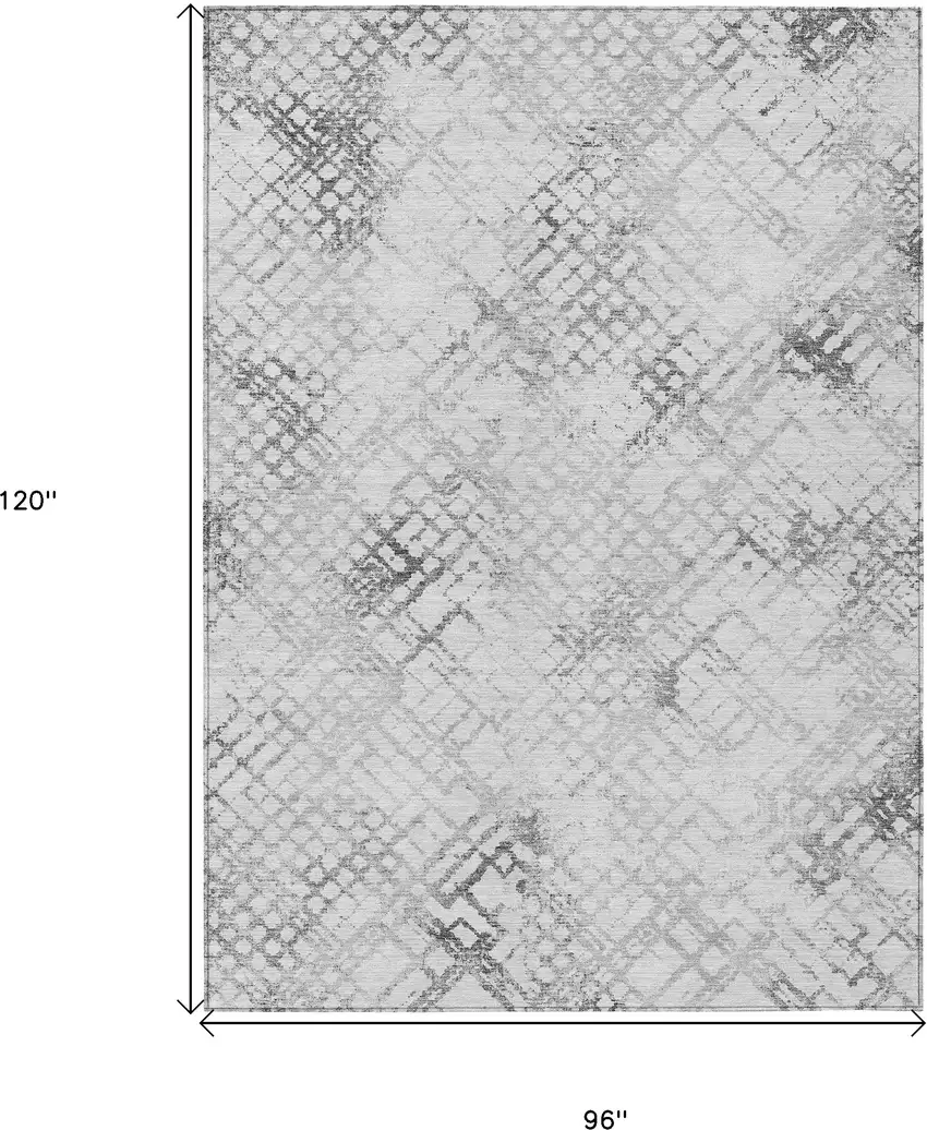 Gray Charcoal And Silver Geometric Washable Indoor Outdoor Area Rug Photo 3