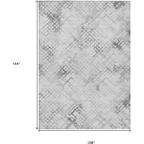 Gray Charcoal And Silver Geometric Washable Indoor Outdoor Area Rug Photo 3