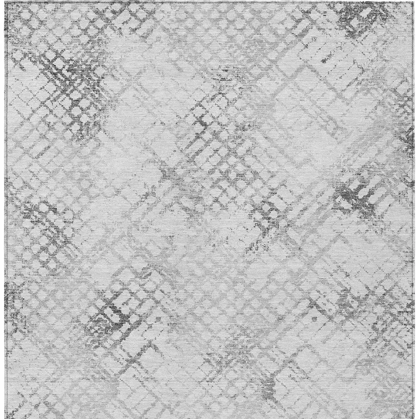 Gray Charcoal And Silver Geometric Washable Indoor Outdoor Area Rug Photo 7