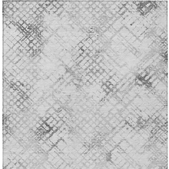 Gray Charcoal And Silver Geometric Washable Indoor Outdoor Area Rug Photo 7