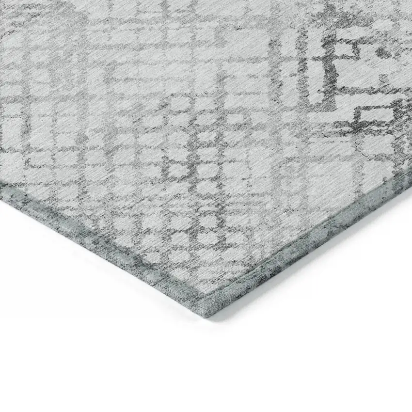 Gray Charcoal And Silver Geometric Washable Indoor Outdoor Area Rug Photo 5