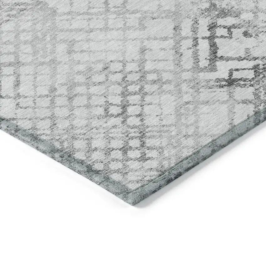 Gray Charcoal And Silver Geometric Washable Indoor Outdoor Area Rug Photo 5