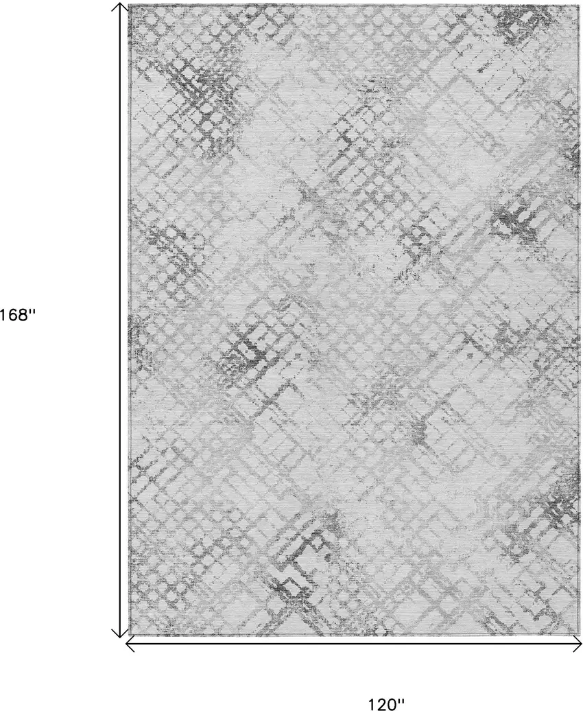 Gray Charcoal And Silver Geometric Washable Indoor Outdoor Area Rug Photo 3