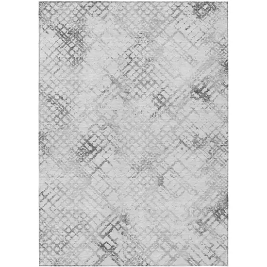 Gray Charcoal And Silver Geometric Washable Indoor Outdoor Area Rug Photo 2