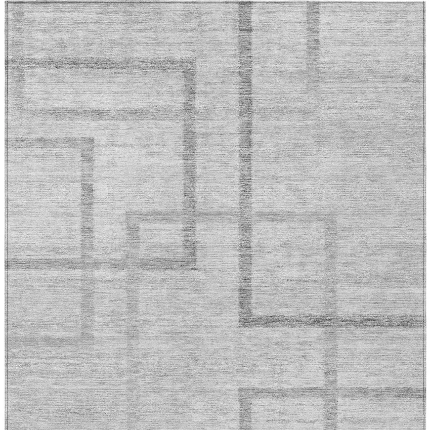 Gray Charcoal And Silver Geometric Washable Indoor Outdoor Area Rug Photo 7