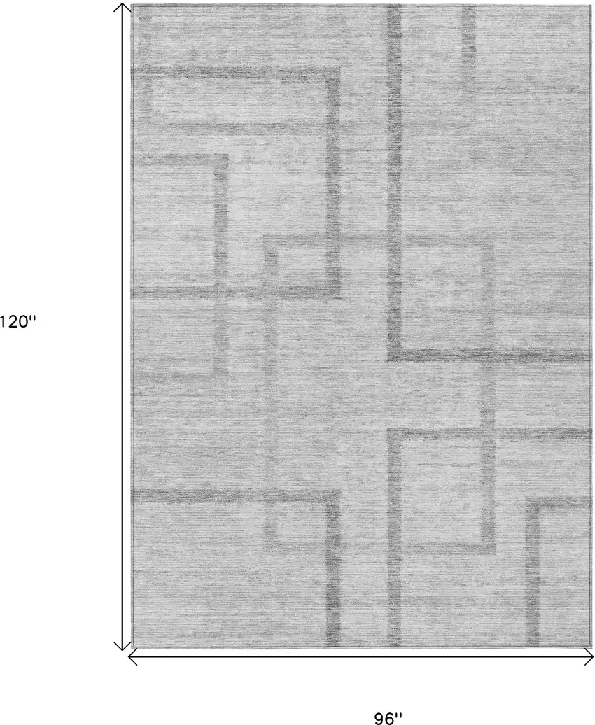 Gray Charcoal And Silver Geometric Washable Indoor Outdoor Area Rug Photo 3