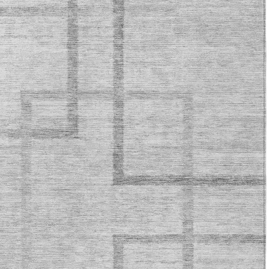 Gray Charcoal And Silver Geometric Washable Indoor Outdoor Area Rug Photo 6