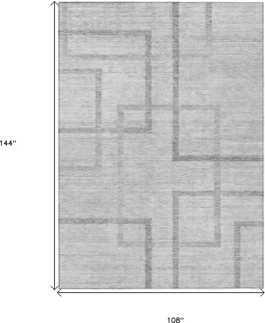 Gray Charcoal And Silver Geometric Washable Indoor Outdoor Area Rug Photo 3