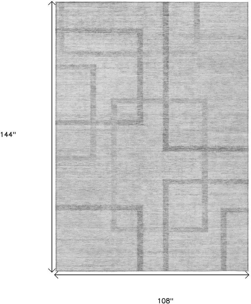 Gray Charcoal And Silver Geometric Washable Indoor Outdoor Area Rug Photo 3