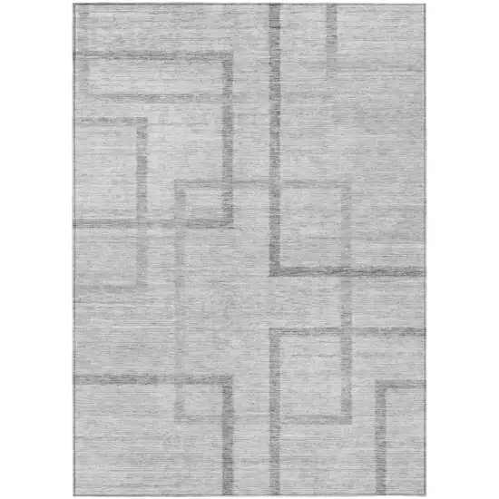 Gray Charcoal And Silver Geometric Washable Indoor Outdoor Area Rug Photo 2