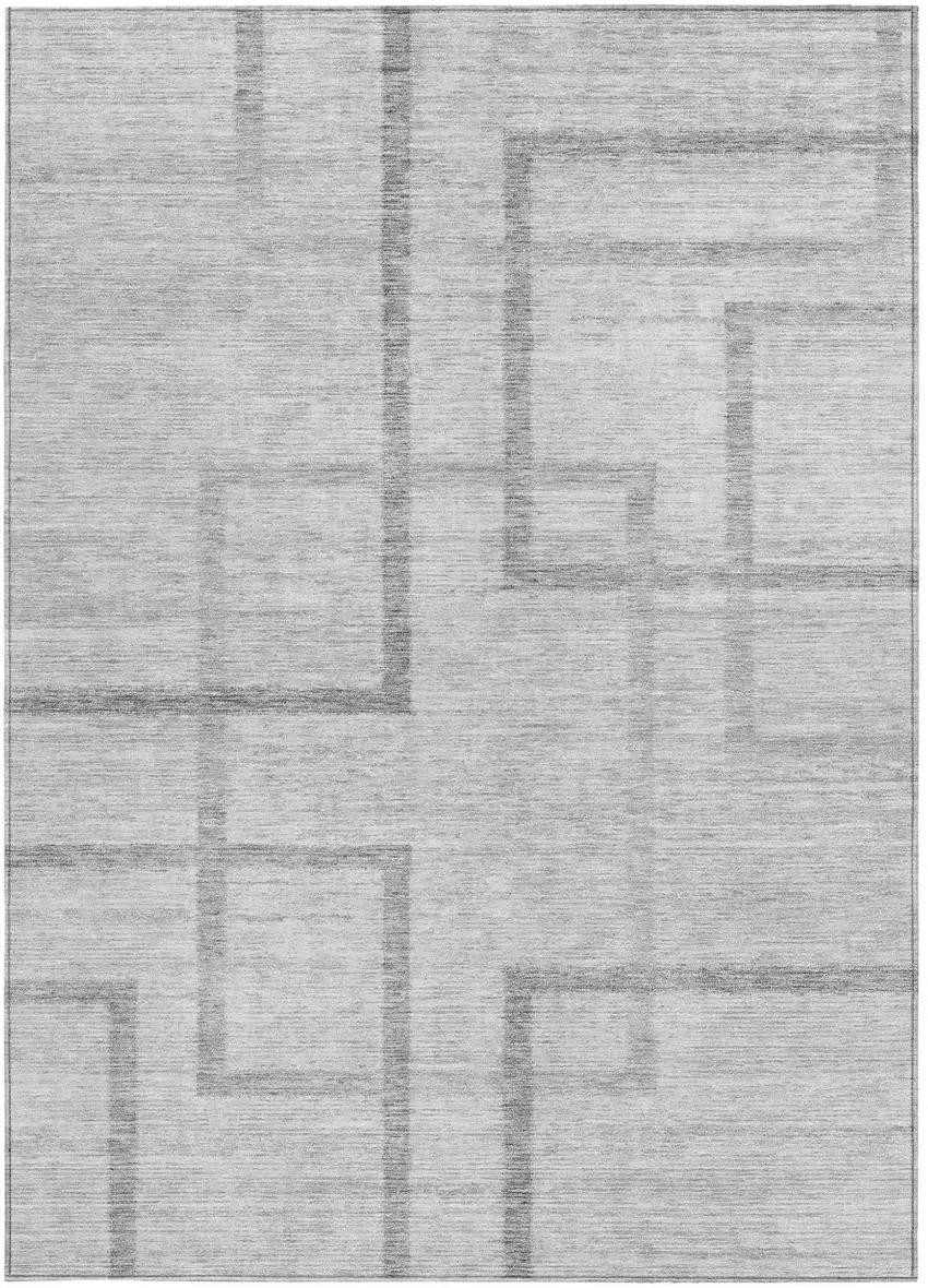 Gray Charcoal And Silver Geometric Washable Indoor Outdoor Area Rug Photo 7
