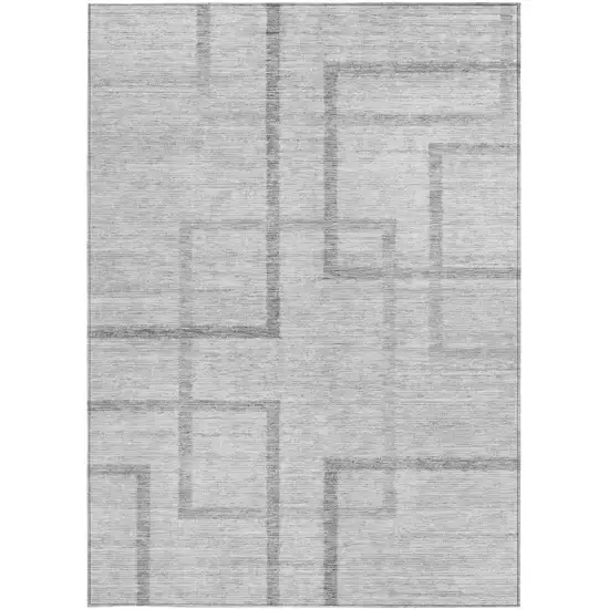 Gray Charcoal And Silver Geometric Washable Indoor Outdoor Area Rug Photo 7