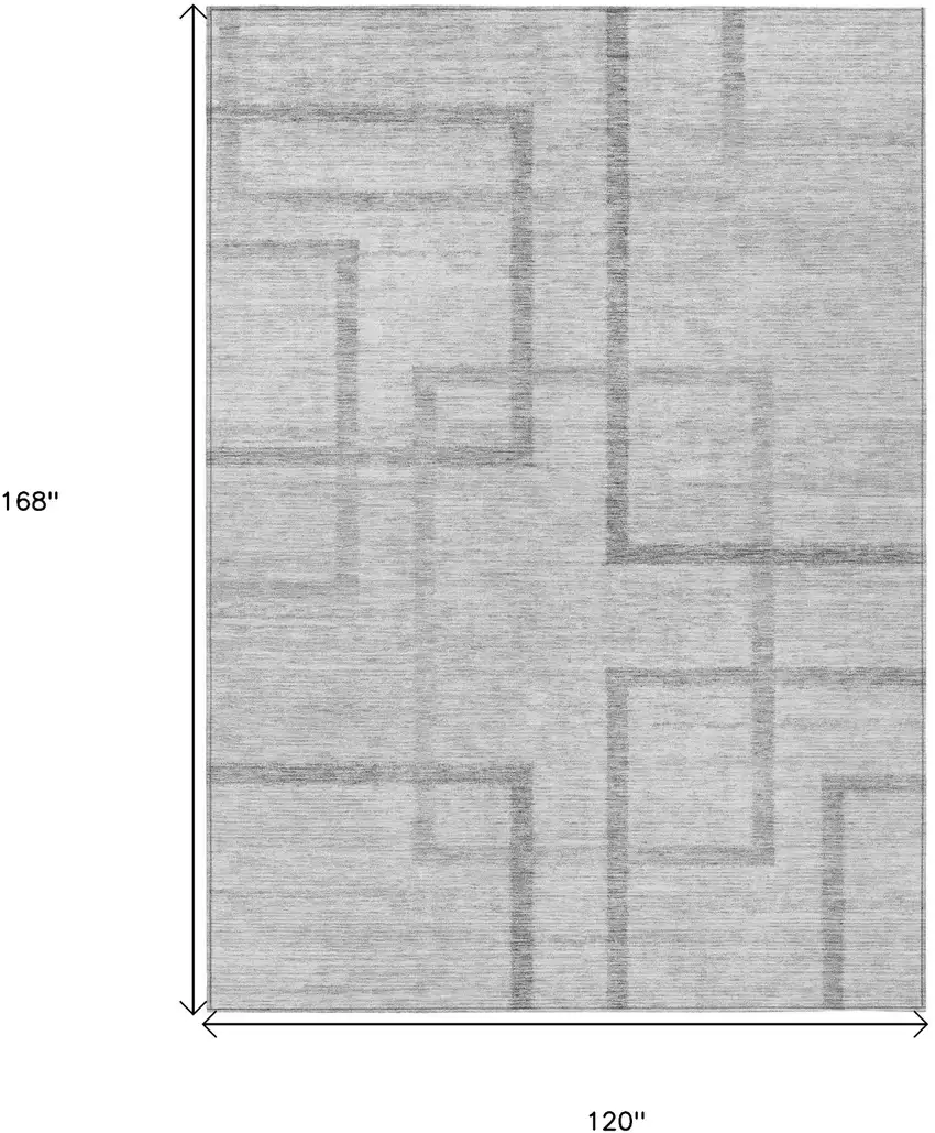 Gray Charcoal And Silver Geometric Washable Indoor Outdoor Area Rug Photo 3