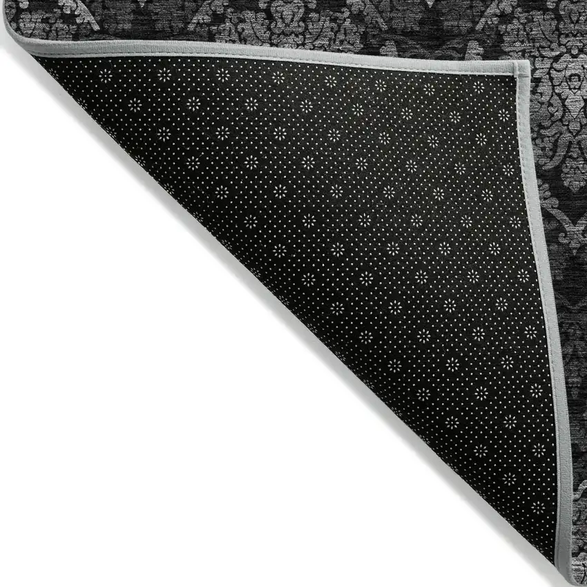Gray Charcoal And Silver Medallion Washable Indoor Outdoor Area Rug Photo 4