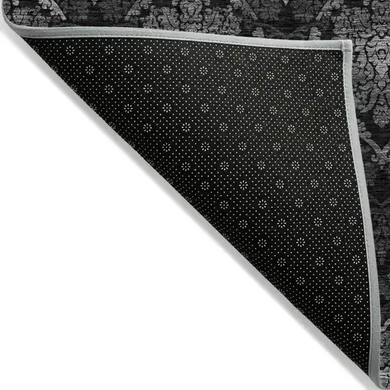 Gray Charcoal And Silver Medallion Washable Indoor Outdoor Area Rug Photo 4