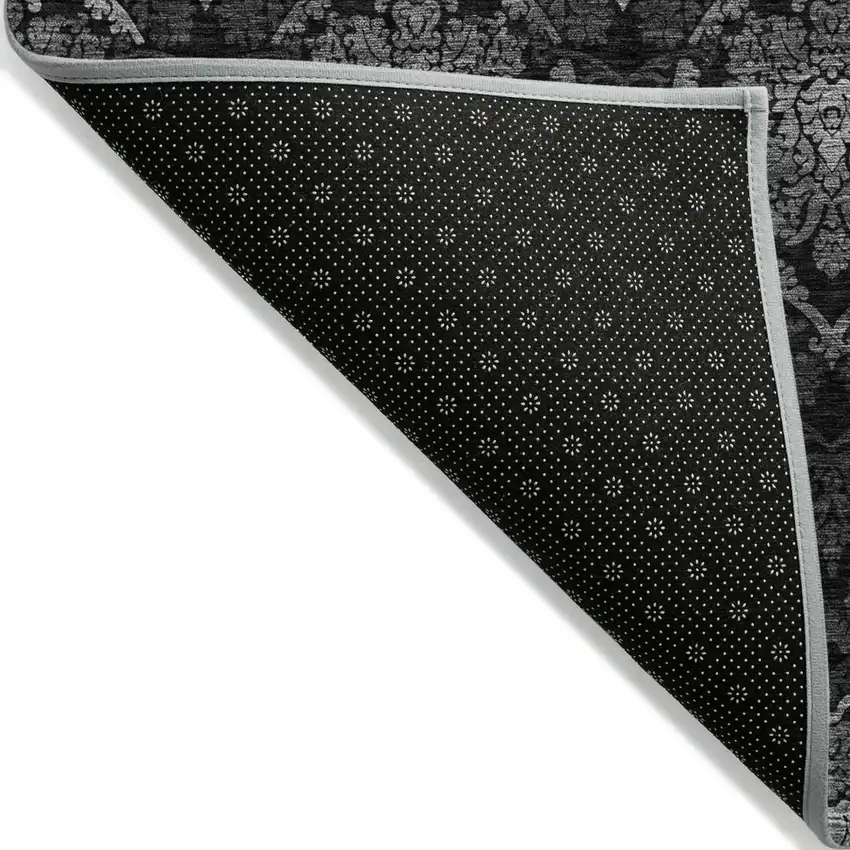 Gray Charcoal And Silver Medallion Washable Indoor Outdoor Area Rug Photo 4