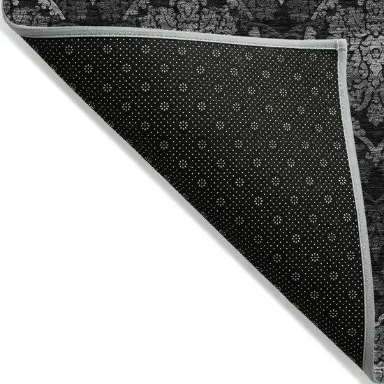 Gray Charcoal And Silver Medallion Washable Indoor Outdoor Area Rug Photo 4