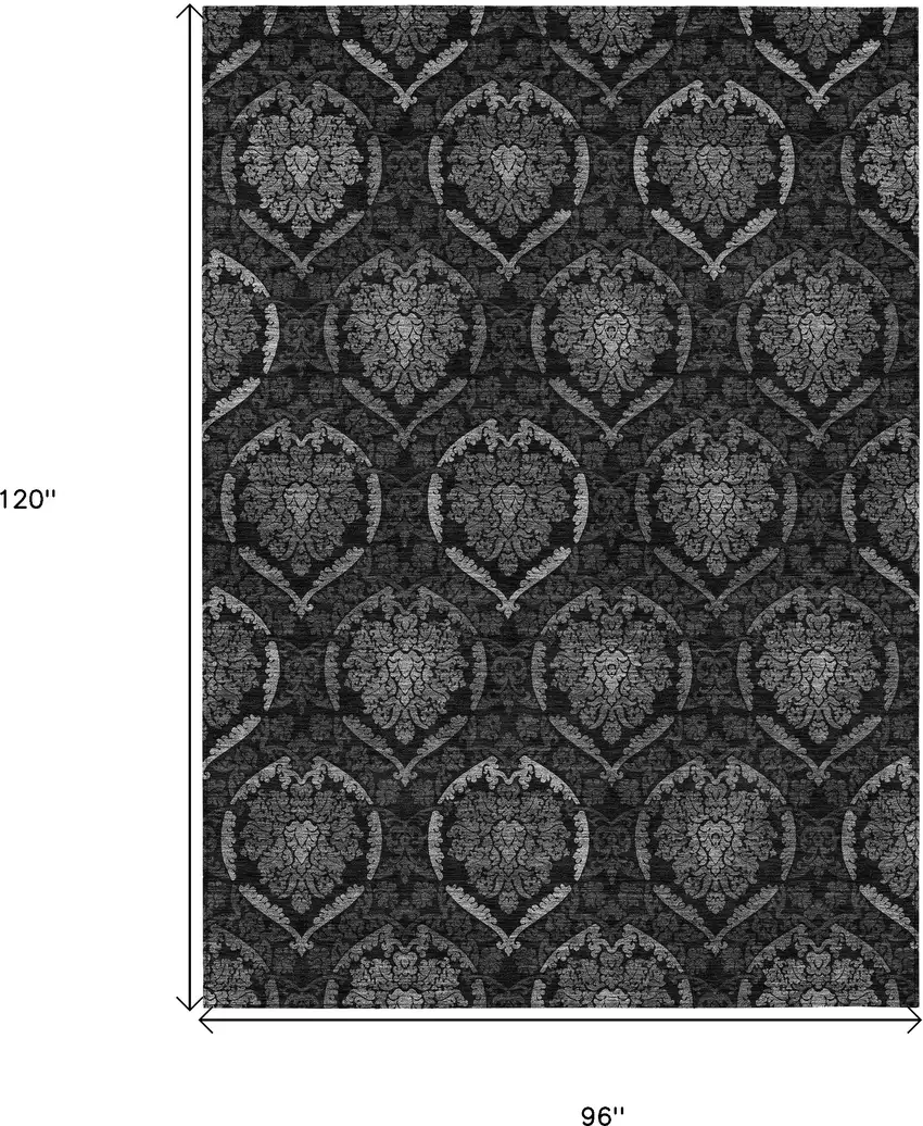 Gray Charcoal And Silver Medallion Washable Indoor Outdoor Area Rug Photo 3