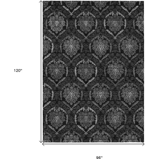Gray Charcoal And Silver Medallion Washable Indoor Outdoor Area Rug Photo 3