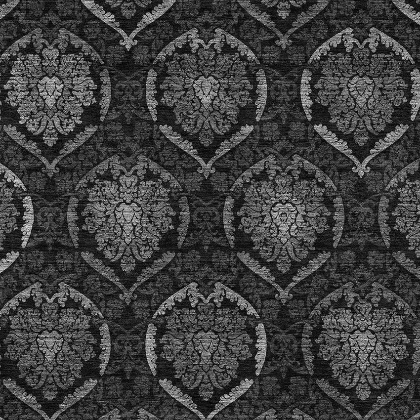 Gray Charcoal And Silver Medallion Washable Indoor Outdoor Area Rug Photo 6