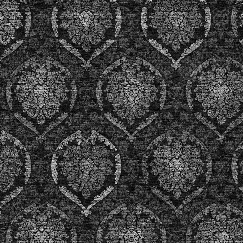 Gray Charcoal And Silver Medallion Washable Indoor Outdoor Area Rug Photo 6
